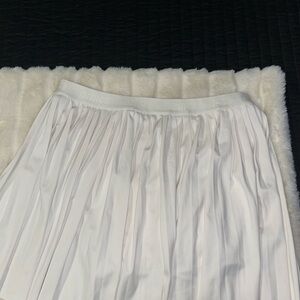Prince White Midi A-Line Pleated Skirt